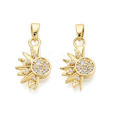 Brass Micro Pave Clear Cubic Zirconia Charms KK-N259-17G-1