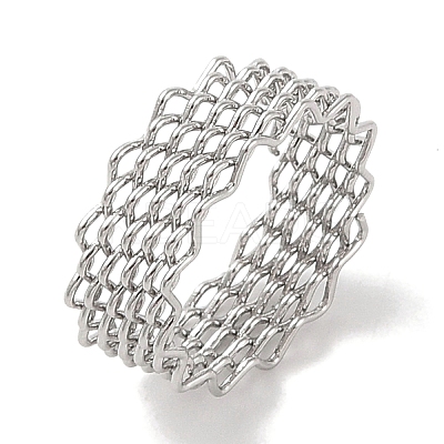 Non-Tarnish 304 Stainless Steel Wave Finger Rings for Women RJEW-G315-07E-P-1