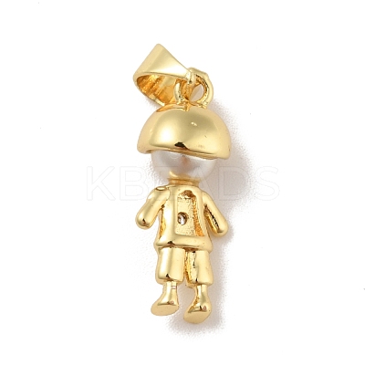 Brass Micro Pave Clear Cubic Zirconia Pendants KK-B059-31G-1