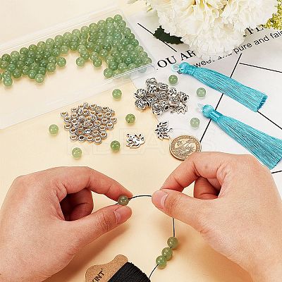 Natural Green Aventurine Beaded Pendant Decoration Jewelry Set DIY Making Kit DIY-OC0012-06-1