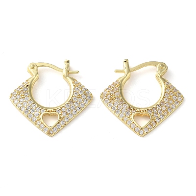 Rack Plating Brass Micro Pave Cubic Zirconia Hoop Earrings EJEW-K249-06G-1