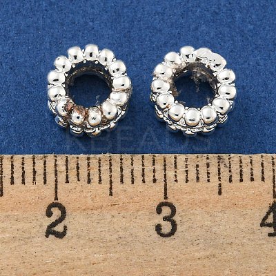 Rack Plating Brass Micro Pave Clear Cubic Zirconia European Beads KK-L215-011S-1