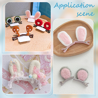 12Pcs 2 Colors Felt Rabbit Ear Ornament Accessories FIND-FG0002-31-1