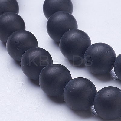 Frosted Glass Beads Strands G-D855-03-10mm-1