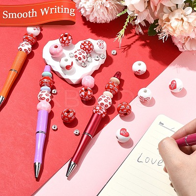 86Pcs Valentine's Day Themed Plastic Beadable Pens DIY-YW0012-28-1