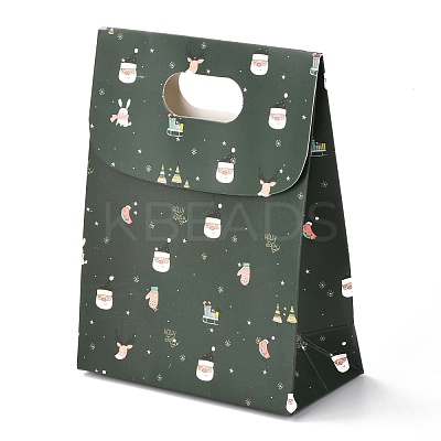 Christmas Themed Pattern Rectangle Kraft Paper Flip Bags CARB-L008-02S-02-1