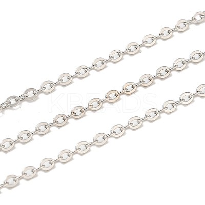 Anti-Tarnish Rhodium Plated 925 Sterling Silver Flat Cable Chains STER-F052-04P-05-1