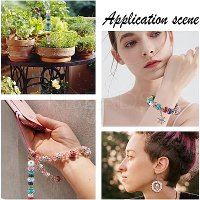 100Pcs 2 Style Polymer Clay Rhinestone & Resin European Large Hole Beads with Silver Color Plated Brass Cores FPDL-NB0001-04-1