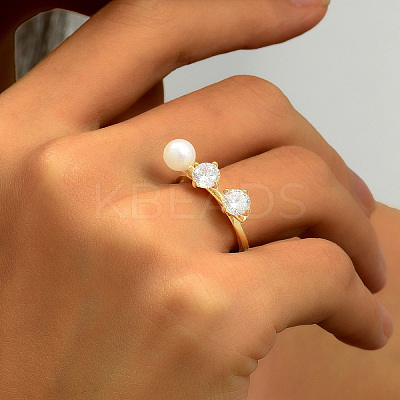 Simple Style Brass Pave Cubic Zirconia Open Rings IO7806-1