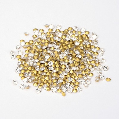 Back Plated Grade A Diamond Glass Pointed Rhinestone RGLA-SS14-001A-1