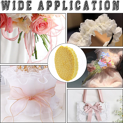 20 Yards Ruffled Polyester Elastic Lace Trim EW-WH0018-01A-1
