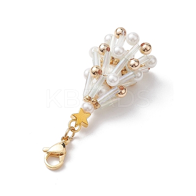 Christmas Tree Glass & Shell Pearl Pendant Decorations HJEW-TA00182-02-1