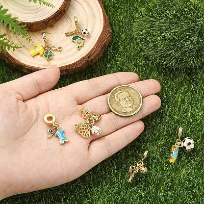 6Pcs 6 Styles Brass Enamel European Dangle Charms KK-CJ0003-95-1