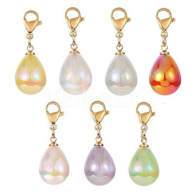 Rainbow Iridescent Acrylic Teardrop Pendant Decorations HJEW-JM01086-1