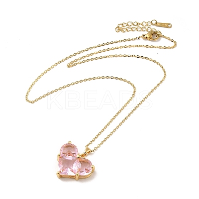 Pink Cubic Zirconia Pendant Necklace LS-NJEW-H161-01A-1