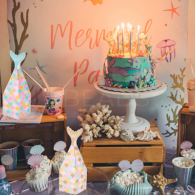 56Pcs 2 Colors Mermaid Paper Candy Boxes CON-OC0001-49-1