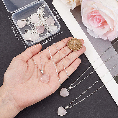 10Pcs Natural Rose Quartz Geometry Pendant Necklace NJEW-BBC0001-17-1