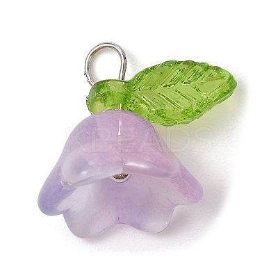 5Pcs 5 Color Glass Flower of Life Charms PALLOY-JF02301-02-1