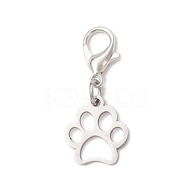 304 Stainless Steel Paw Print Pendant Decorations HJEW-JM03744-1