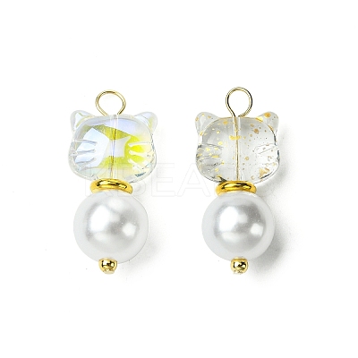 2Pcs Glass Beads Pendants PALLOY-JF03385-1