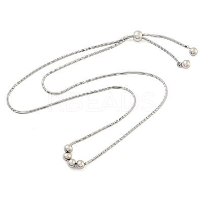 Non-Tarnish Round Beaded 304 Stainless Steel Pendant Necklaces for Women LS-NJEW-G137-01P-1