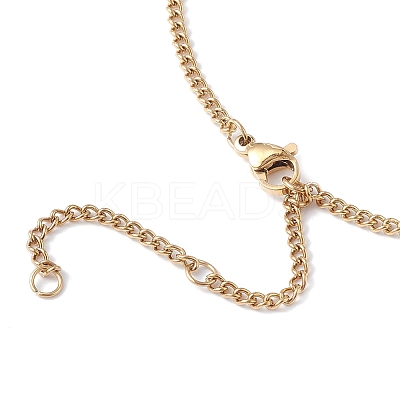 Stainless Steel Initial Letter Rectangle Pendant Necklace for Men Women LS-NJEW-E090-01G-06-1