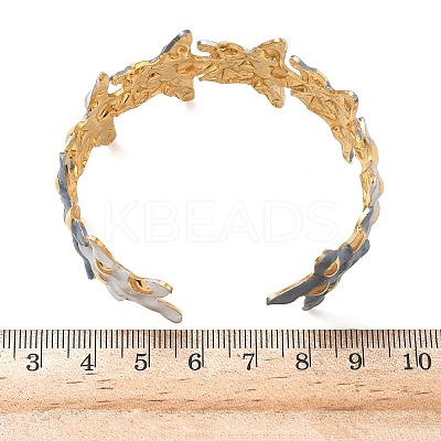 304 Stainless Steel Enamel Cuff Bangles for Women LS-BJEW-F518-05G-1