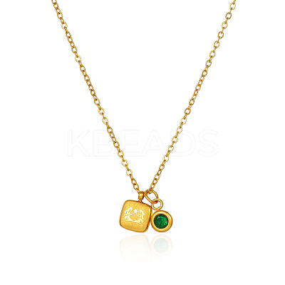 Simple Stainless Steel Square Pendant Necklaces for Women's Daily Wear QS9194-2-1