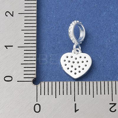 925 Sterling Silver Clear Cubic Zirconia Heart European Dangle Charms STER-H115-07S-1