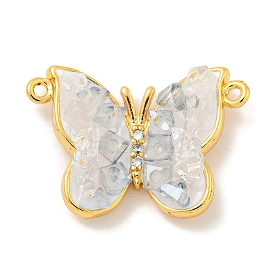 Natural Quartz Crystal Connector Charms KK-P275-23G-1
