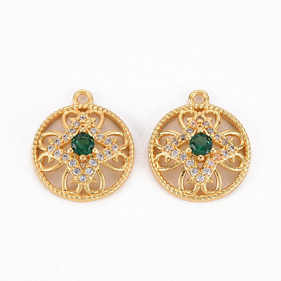 Brass Micro Pave Clear Cubic Zirconia Pendants ZIRC-S068-040-NF-1