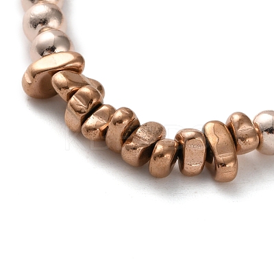 Electroplated Non-magnetic Hematite Round & Chip Beaded Stretch Bracelets for Men Women BJEW-G728-03-1