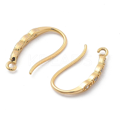 Brass Micro Pave Clear Cubic Zirconia Earring Hooks KK-G516-01G-1