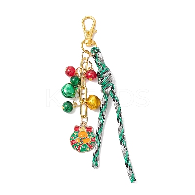 Christmas Theme Alloy Enamel & Glass Pendant Decorations HJEW-JM03732-1