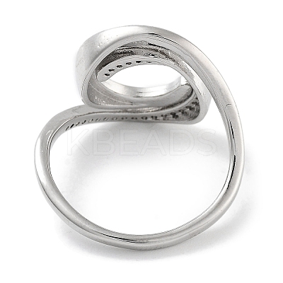 Rack Plating Brass Micro Pave Cubic Zirconia Open Cuff Rings for Women RJEW-Z059-31P-1