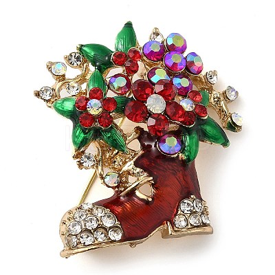 Christmas Alloy Colorful Rhinestone Brooches LS-JEWB-U009-10F-1