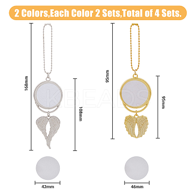 4 Sets 2 Colors Heat Transfer Printing Blank Round Car Hanging Pendant Decorations AJEW-FH0003-46-1