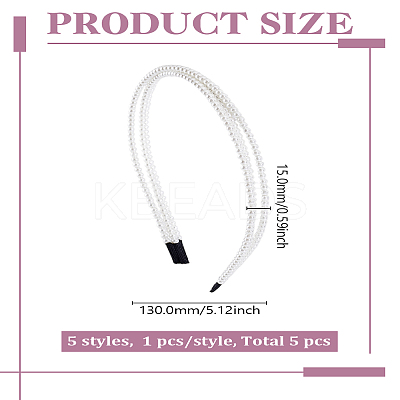 Handmade Plastic Pearl Hair Bands for Wedding Bridal Bridesmaid OHAR-LP0002-32-1