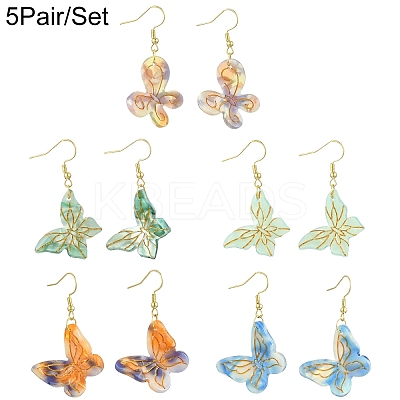 304 Stainless Steel Butterfly Dangle Earrings EJEW-FS00034-1