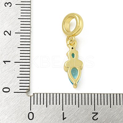 Rack Plating Brass Pave Light Blue Cubic Zirconia Lipstick European Dangle Charms KK-Z067-53G-1