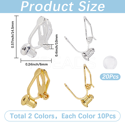 20Pcs 2 Colors Brass Clip-on Earring Findings KK-SP0002-51-1