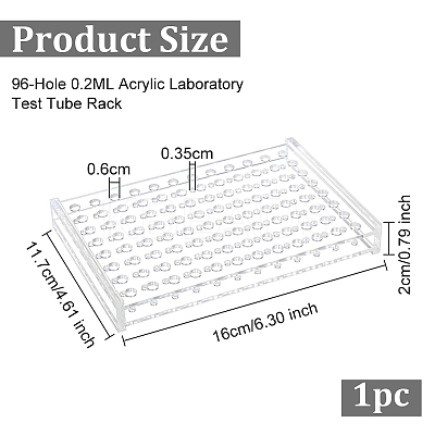 96-Hole 0.2ML Acrylic Laboratory Test Tube Rack AJEW-WH0010-73A-1