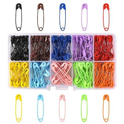 200Pcs 10 Colors Spray Painted Iron Safety Pins IFIN-YW0001-38-1