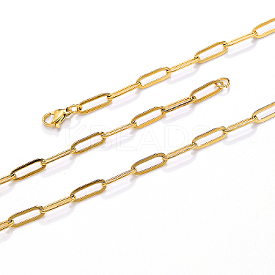 201 Stainless Steel Paperclip Chain Necklaces for Women KC1989-1
