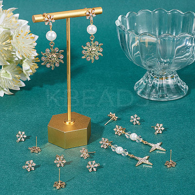 20Pcs Brass Cubic Zirconia Ear Stud Findings KK-BBC0004-97-1