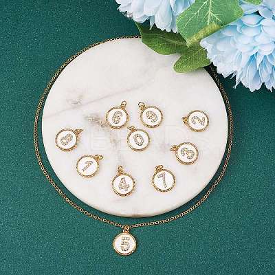 10Pcs 10 Style Brass Micro Pave Clear Cubic Zirconia Charms ZIRC-SZ0001-53-1