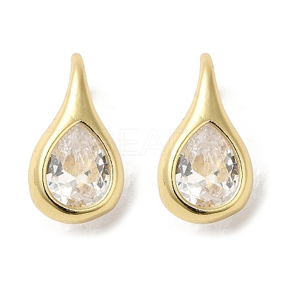 Rack Plating Real 18K Gold Plated Brass Teardrop Dangle Earrings EJEW-B034-03G-06-1
