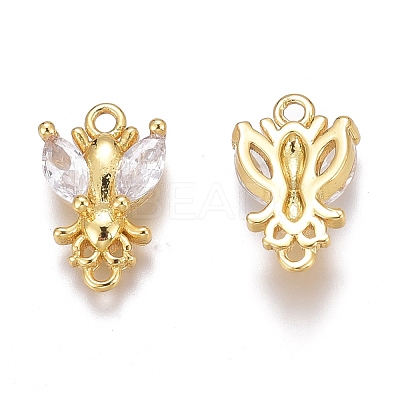 Brass Micro Pave Clear Cubic Zirconia Charms ZIRC-O035-24G-1