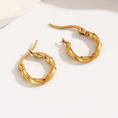 Fashionable 201 Stainless Steel Twist Hoop Earrings LS-RQ5508-1