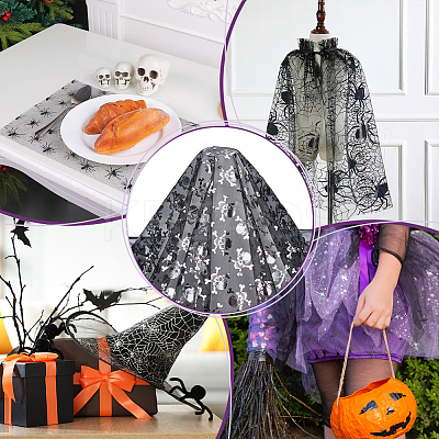 Halloween Polyester Mesh Fabric AJEW-WH0314-852D-1